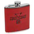 Red 6 oz. Laserable Leatherette Stainless Steel Flask