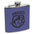 Purple/Black 6 oz. Laserable Leatherette Stainless Steel Flask