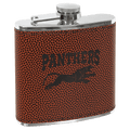 Football 6 oz. Laserable Leatherette Stainless Steel Flask