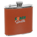 Basketball 6 oz. Laserable Leatherette Stainless Steel Flask