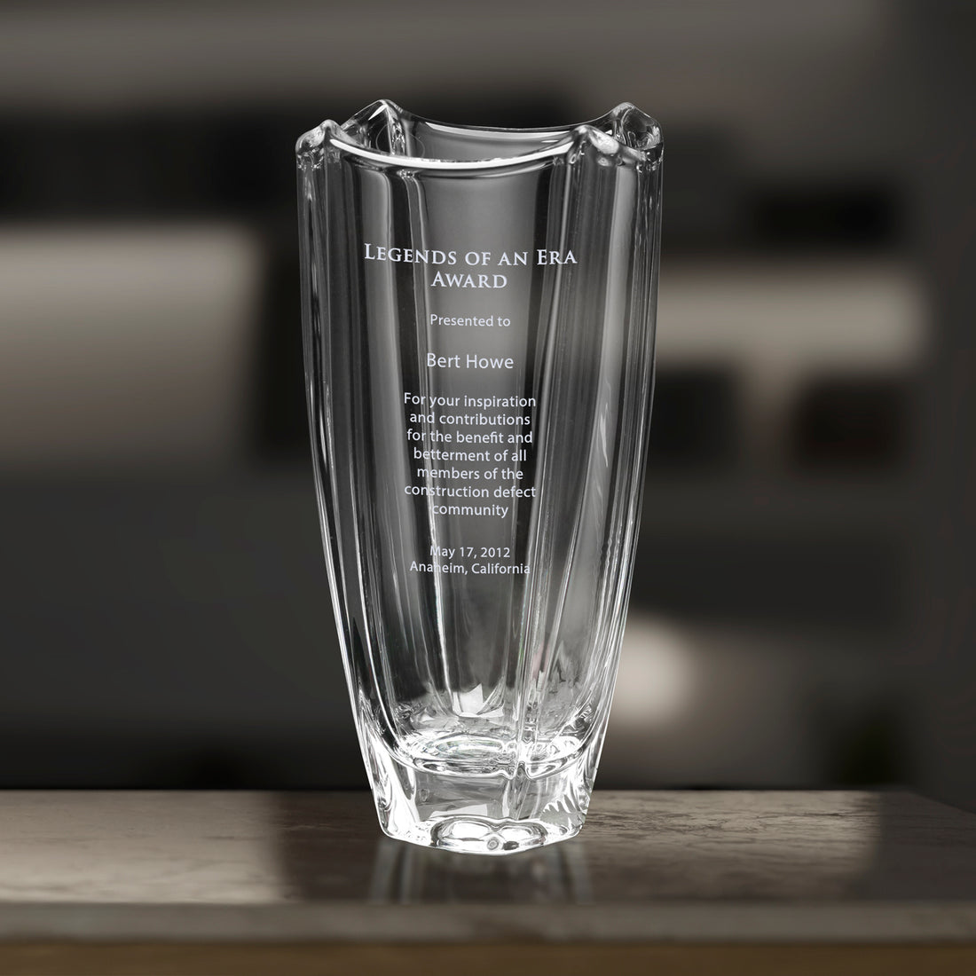 Fairmount Vase 10"; sample personalization shown