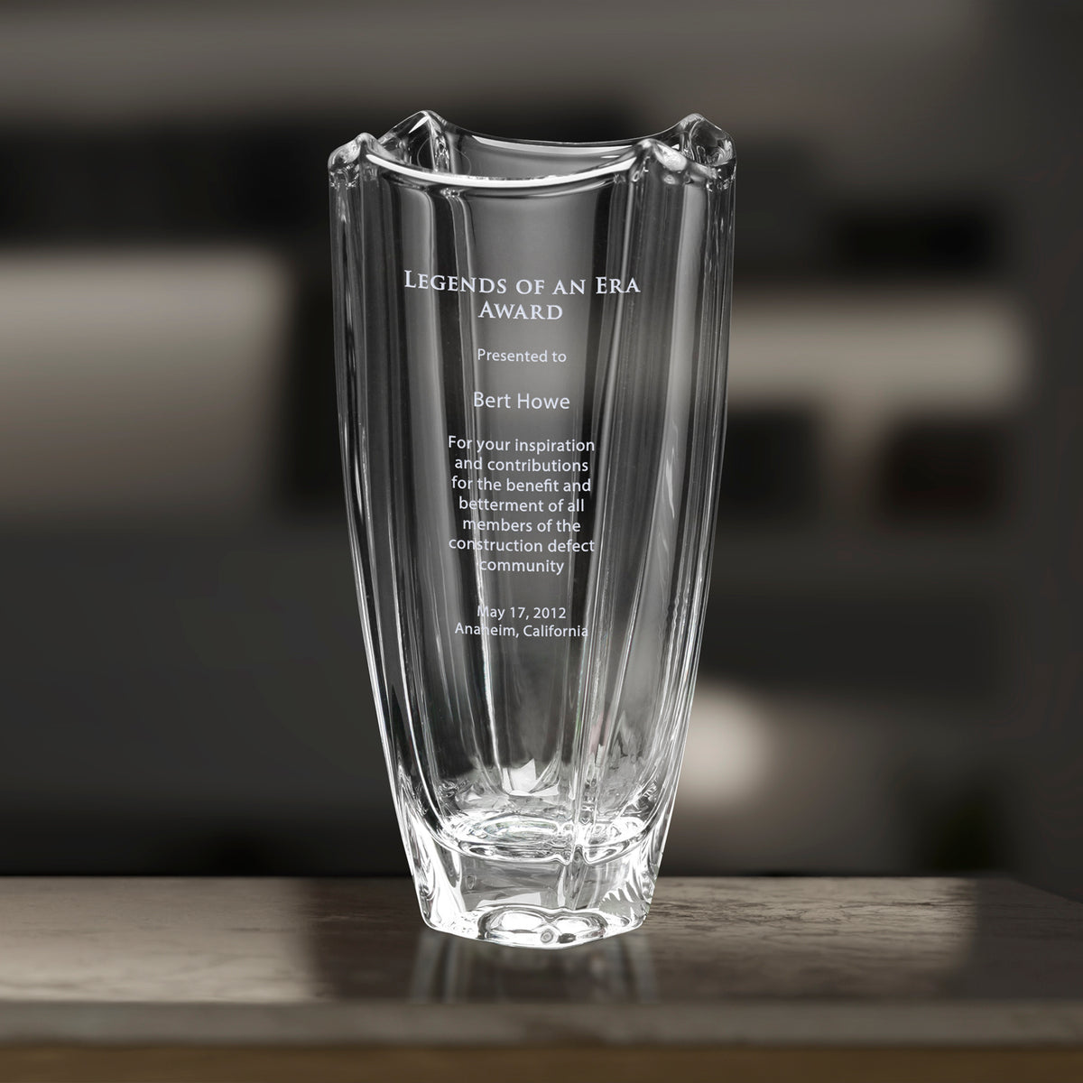 Fairmount Vase 10"; sample personalization shown