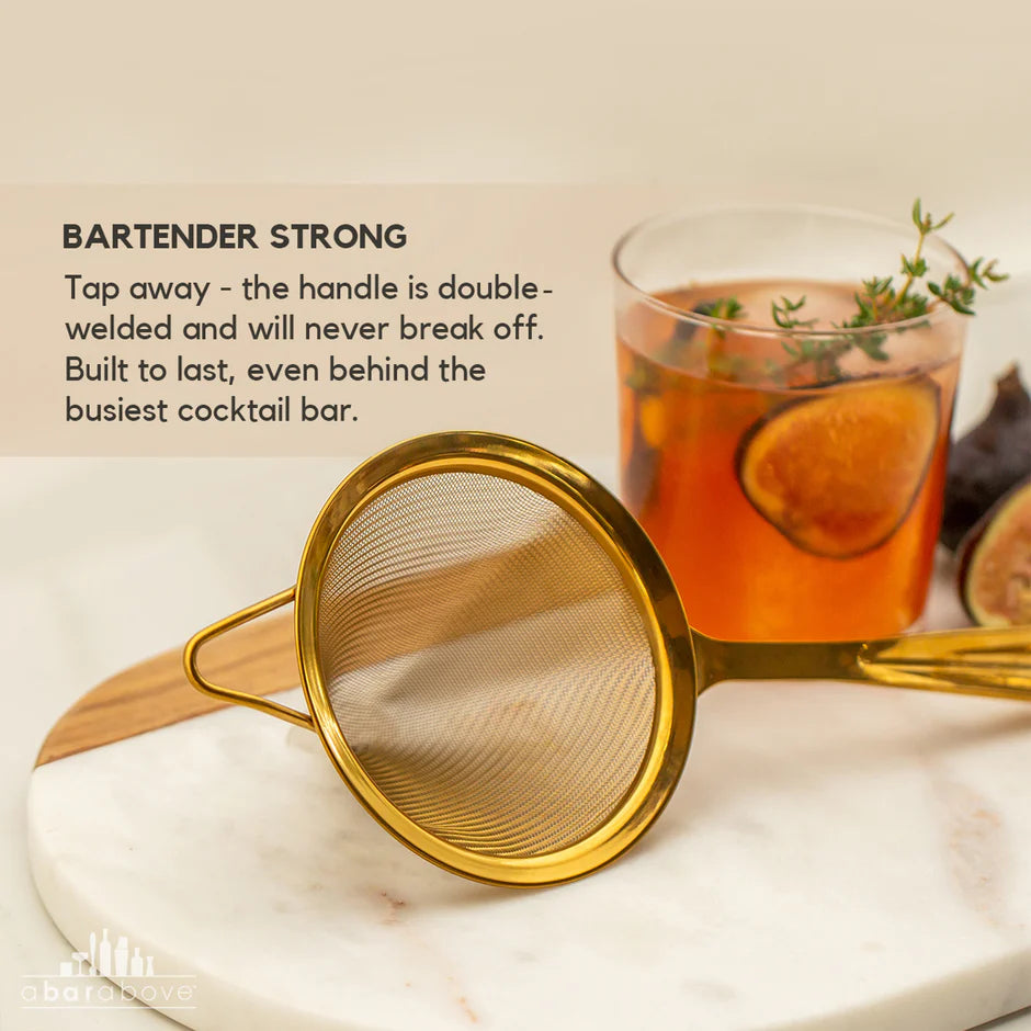 Ultra durable gold cocktail strainer