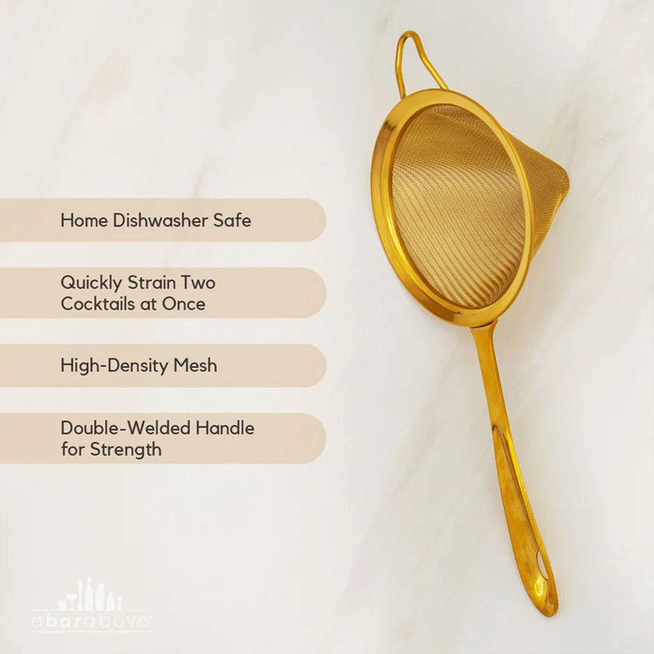Stainless steel fine mesh gold cocktail strainer
