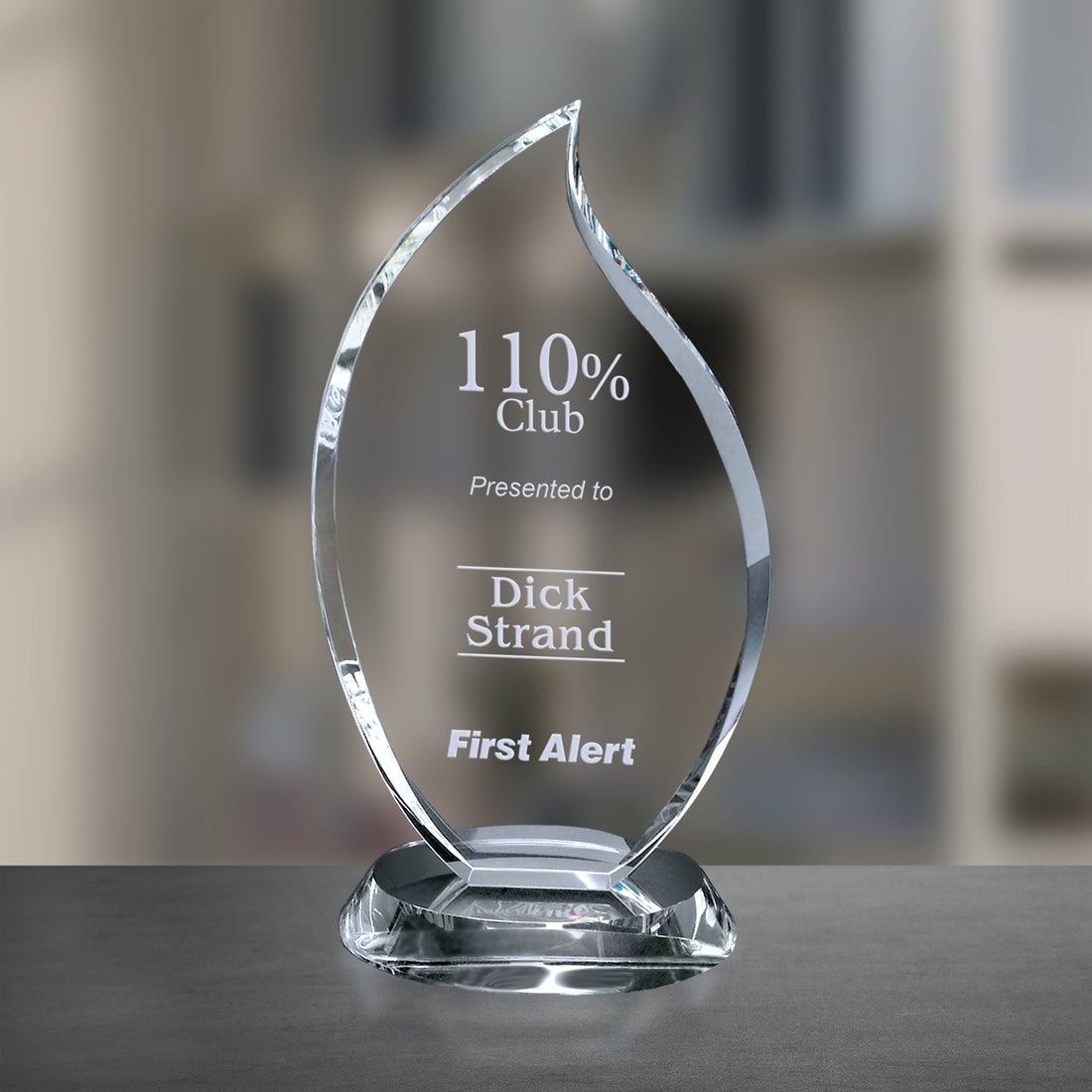 Flame Award 7"; sample personalization shown