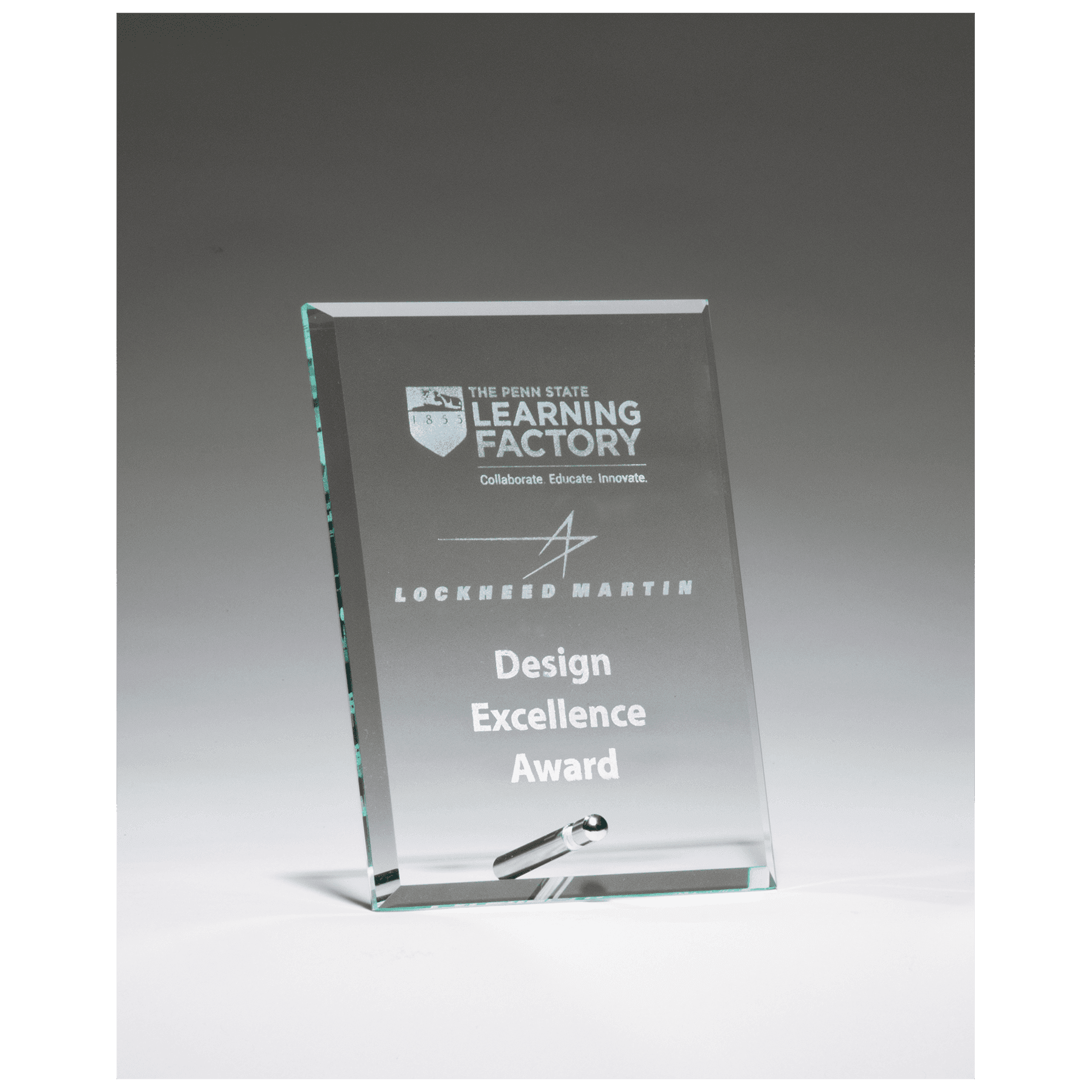 Clear Glass Award with Silver 6" x 8" Plated Easel Post