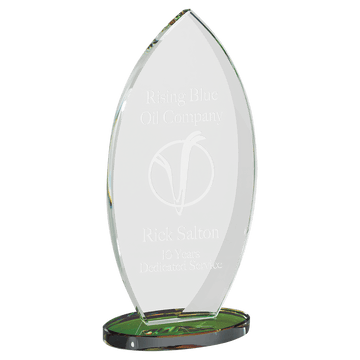 8 7/8" Flame Series Clear Glass Award with Prism-Effect Base