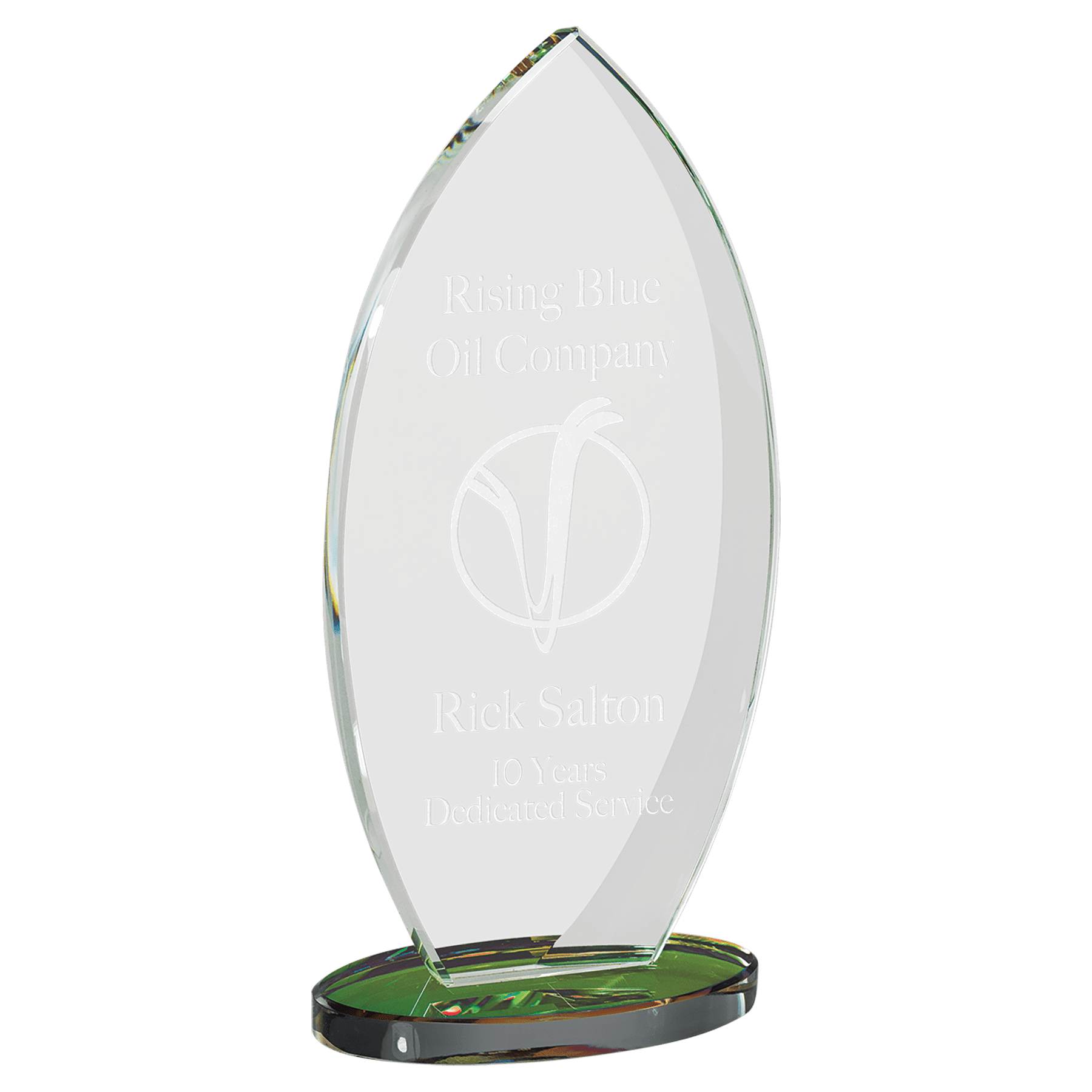 9 7/8" Flame Series Clear Glass Award with Prism-Effect Base