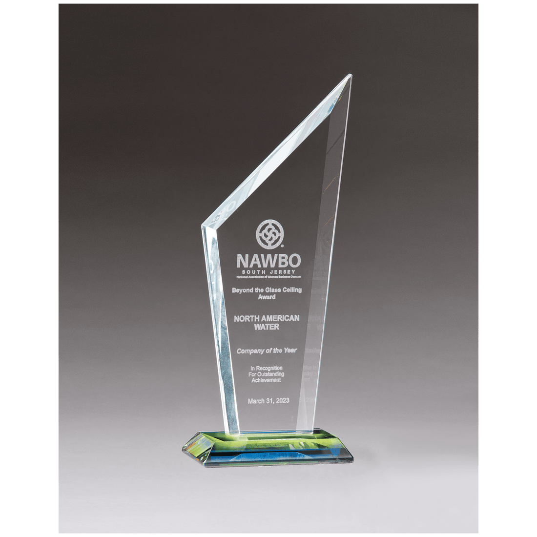 3 5/8" x 9 5/8" x 3/8" Thick Zenith Series Clear Glass with Prism-Effect Base