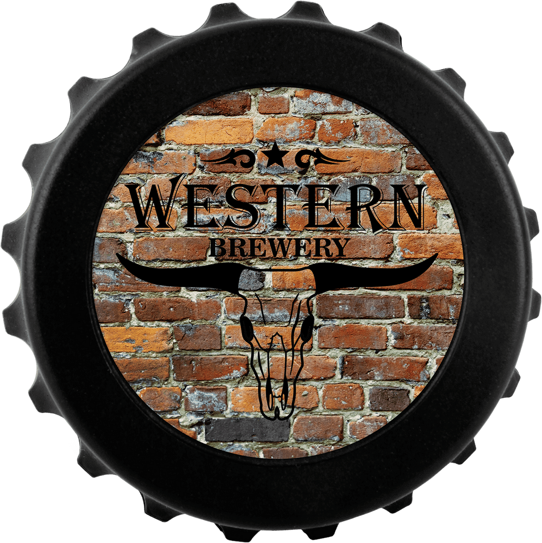 3" Black Magnetic Bottle-Cap Shaped Opener w/2" Insert Area/Insert Not Included