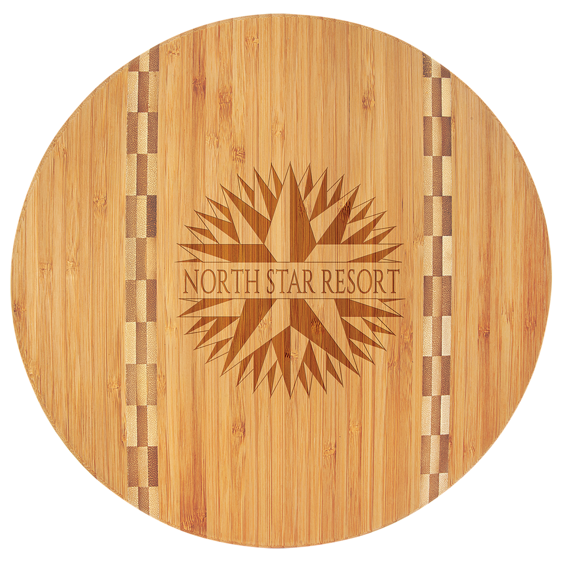 11 3/4" Round Bamboo Cutting Board with Butcher Block Inlay