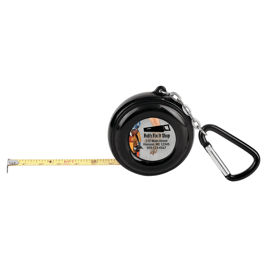 2-Sided 6-Foot Black Tape Measure Keychain