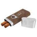Rustic/Silver Laserable Leatherette Cigar Case with Cutter
