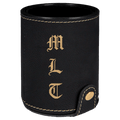 Black/Gold Laserable Leatherette Dice Cup with 5 Dice