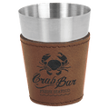 Dark Brown 2 oz. Laserable Leatherette & Stainless Steel Shot Glass