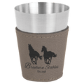 Gray 2 oz. Laserable Leatherette & Stainless Steel Shot Glass