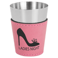 Pink 2 oz. Laserable Leatherette & Stainless Steel Shot Glass