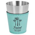 Teal 2 oz. Laserable Leatherette & Stainless Steel Shot Glass