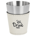 White 2 oz. Laserable Leatherette & Stainless Steel Shot Glass