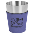 Purple 2 oz. Laserable Leatherette & Stainless Steel Shot Glass