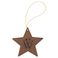 Dark Brown Gold Laserable Leatherette Star Ornament with String