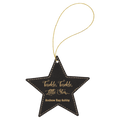 Black/Gold Gold Laserable Leatherette Star Ornament with String
