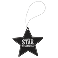 Black/Silver Laserable Leatherette Star Ornament with Silver String