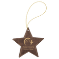 Rustic/Gold Gold Laserable Leatherette Star Ornament with String