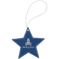 Blue/Silver Silver Laserable Leatherette Star Ornament with String