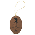 Dark Brown Gold Laserable Leatherette Oval Ornament with String