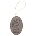 Gray Gold Laserable Leatherette Oval Ornament with String