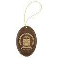 Rustic/Gold Gold Laserable Leatherette Oval Ornament with String