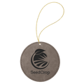 Gray Gold Laserable Leatherette Round Ornament with String