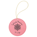 Pink Gold Laserable Leatherette Round Ornament with String