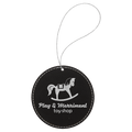 Black/Silver Silver Laserable Leatherette Round Ornament with String