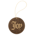 Rustic/Gold Gold Laserable Leatherette Round Ornament with String