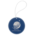 Blue/Silver Laserable Leatherette Round Ornament with Silver String