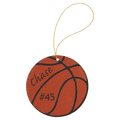 Basketball Gold Laserable Leatherette Round Ornament with String