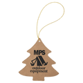 Light Brown Gold Laserable Leatherette Tree Ornament with String