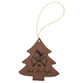 Dark Brown Gold Laserable Leatherette Tree Ornament with String