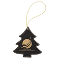 Black/Gold Gold Laserable Leatherette Tree Ornament with String