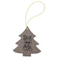 Gray Gold Laserable Leatherette Tree Ornament with String
