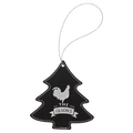 Black/Silver Laserable Leatherette Tree Ornament with Silver String