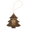 Rustic/Gold Gold Laserable Leatherette Tree Ornament with String