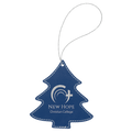 Blue/Silver Silver Laserable Leatherette Tree Ornament with String