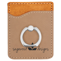 Light Brown Laserable Leatherette Phone Wallet with Silver Phone Wallet with Silver Ring