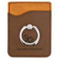Dark Brown Laserable Leatherette Phone Wallet with Silver Phone Wallet with Silver Ring