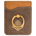 Rustic/Gold Laserable Leatherette Phone Wallet with Gold Phone Wallet with Silver Ring