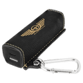 Black/Gold Laserable Leatherette 2200 mAh Power Bank with USB-C Cord