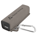 Gray Laserable Leatherette 2200 mAh Power Bank with USB-C Cord